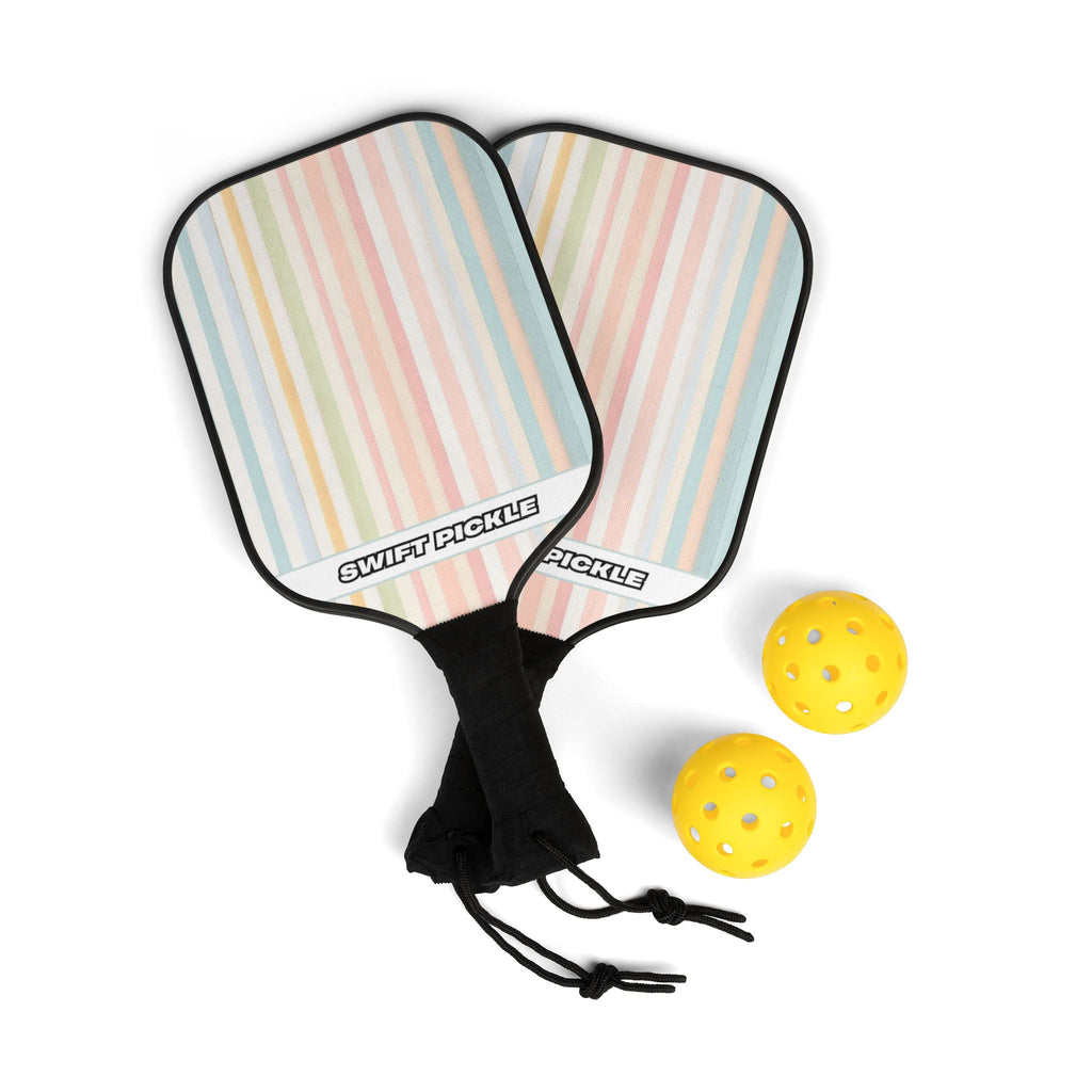 Pastel Stripe Pickleball Paddle Set