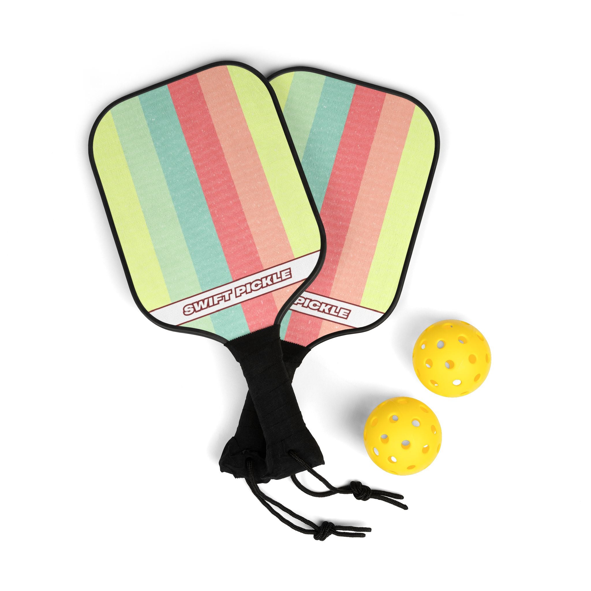 Retro Stripe Pickleball Paddles Set